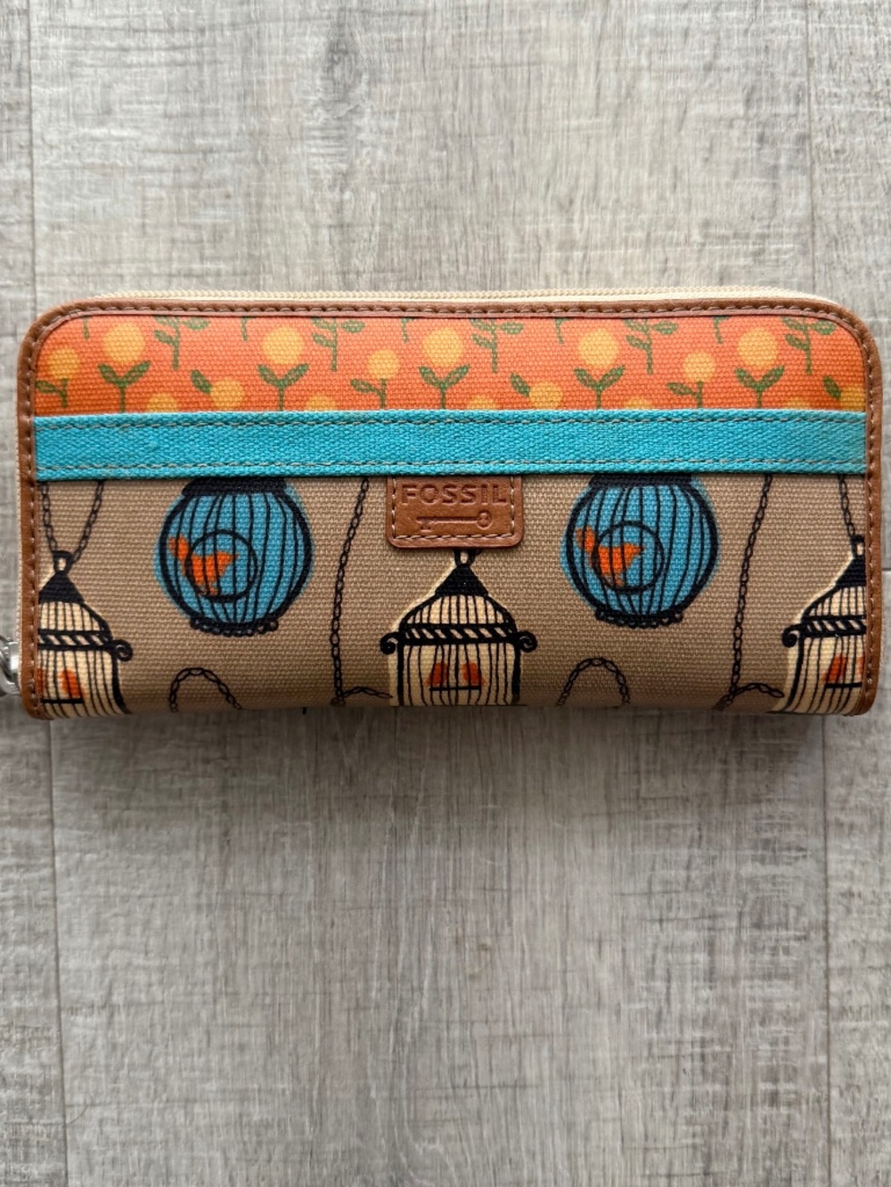 Key-Per Fossil Coated Canvas Wallet